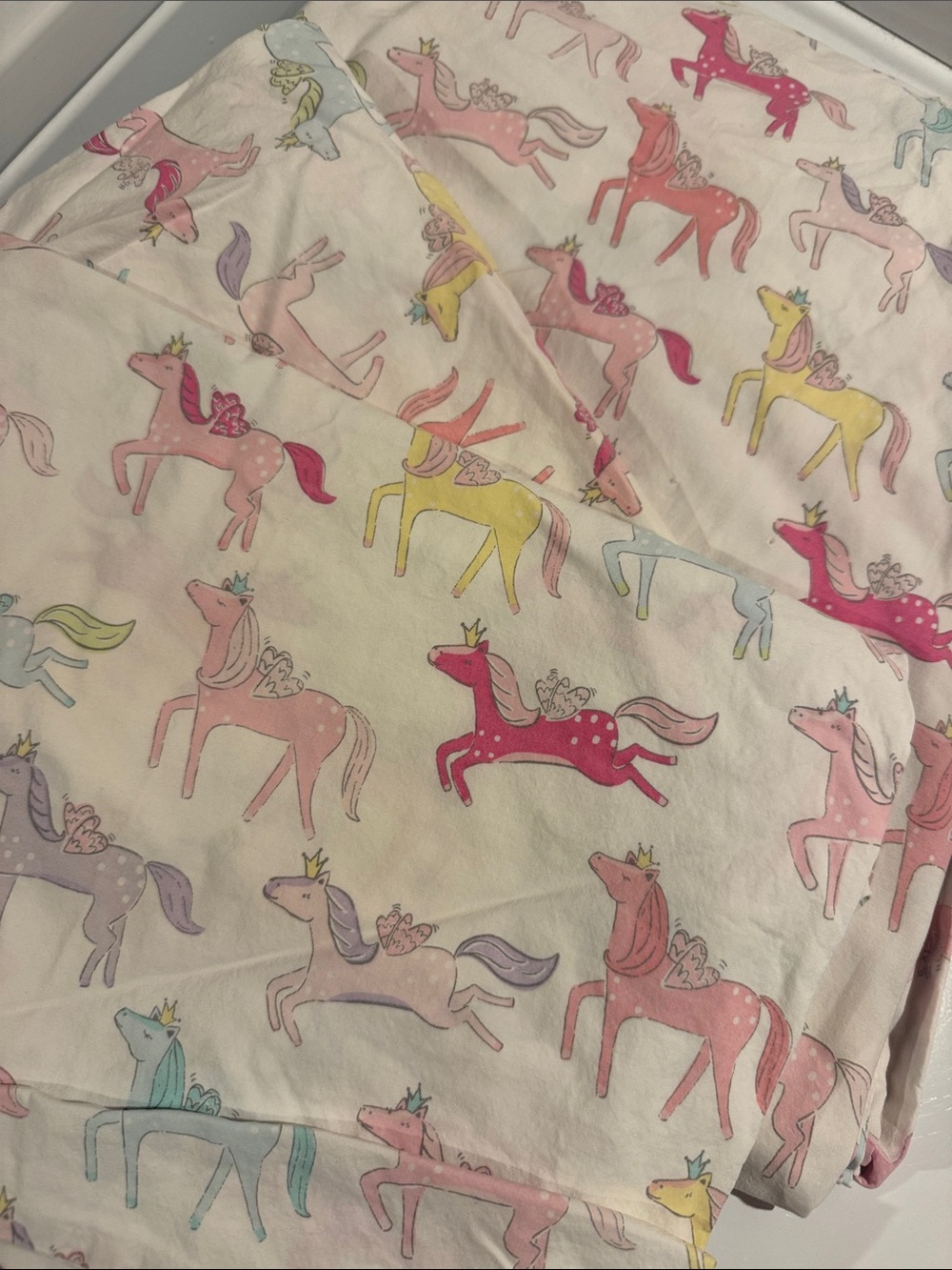 Pottery barn kids Unicorn Print Cotton Queen sheets - Pastel Multi
